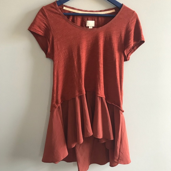 Anthropologie Tops - Anthropologie Postmark rust peplum tee